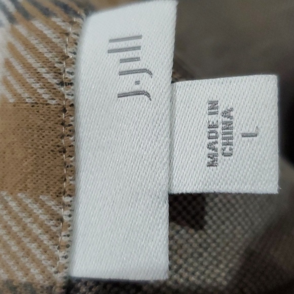 J Jill plaid short sleeve comfort dress grey tan - Picture 5 of 6